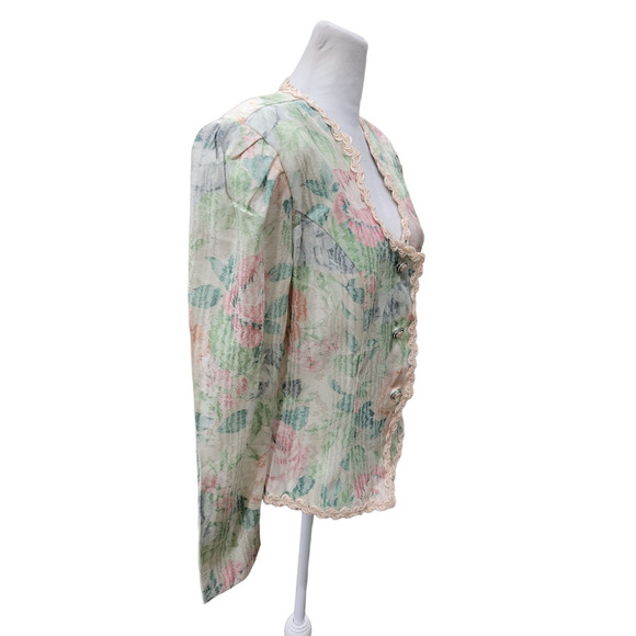 Vintage Nah Nah Collections Women's Floral Print Blazer Jacket Size 11/12 - Picture 7 of 10
